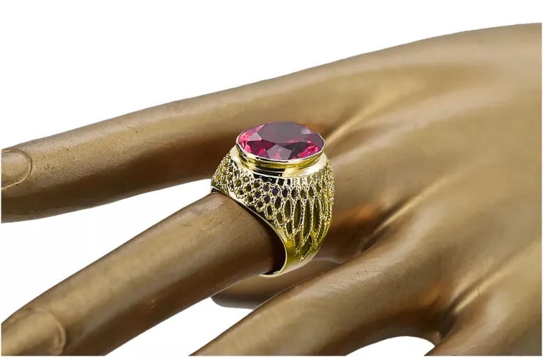 14 كارت من الذهب الأصفر الروبين خاتم مجوهرات فينتاج vrc089y